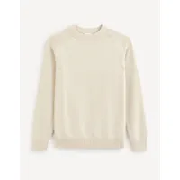 pull col rond 100% coton - beige