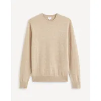 pull col rond  100% cachemire - beige