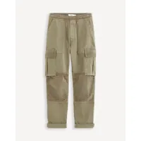 pantalon cargo bi-couleur 100% coton - kaki