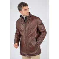 berthold marron marron 50/m - manteau en cuir pour homme
