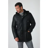 gatteo noir noir 48/s - manteau en peau lainée