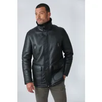 53656 noir noir 50/m - manteau en peau lainée