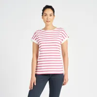 t-shirt manches courtes - marinière de voile sailing 100 femme ecru rose - tribord