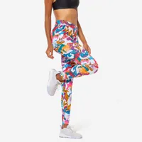 legging slim fitness femme fit+ - 500 imprimé multicolore - domyos