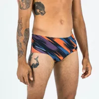 maillot natation homme slip bandeau 900 baleo m bleu purple orange - nabaiji