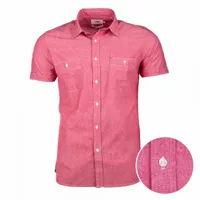 chemise rose slim fit en coton manches courtes homme new man
