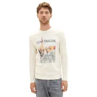 tom tailor 1037812 printed long sleeve t-shirt beige s homme