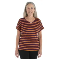 icebreaker drayden reversible stripe merino short sleeve t-shirt orange xs femme