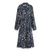 scotch & soda relaxed fit long sleeve midi dress multicolore xs femme