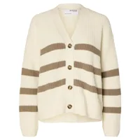 selected bloomie button sweater beige xs femme