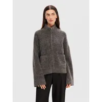 selected sia full zip sweater gris 2xl femme