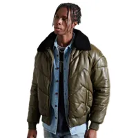 superdry heritage leather puffer jacket vert l homme