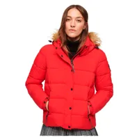 superdry faux fur puffer jacket rouge xl femme
