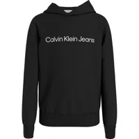 calvin klein jeans institutional logo regular terry hoodie noir 14 years garçon