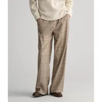 gant checked pull on relaxed fit pants beige 36 femme