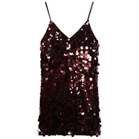 superdry disco sequin sleeveless short dress rouge xs femme