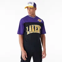new era arch grphc mesh los angeles lakers short sleeve t-shirt violet l homme