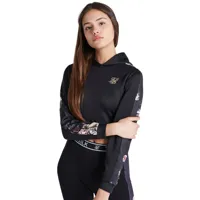 siksilk foral panel cropped hoodie noir 9-10 years fille