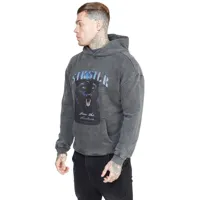 siksilk graphic slim cropped hoodie gris xs homme