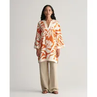 gant rel palm print caftan long sleeve blouse orange 42 femme