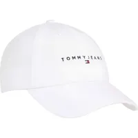 tommy jeans linear logo 6-panel cap blanc  homme