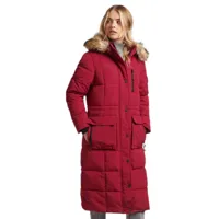 superdry longline faux fur everest jacket rouge m femme