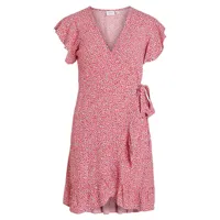 vila fini wrap short sleeve short dress rose 40 femme
