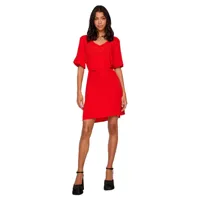 vila mesa detail short sleeve short dress rouge,orange 42 femme