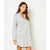 chemise de nuit imprimée 100% coton - napier - s - gris pale - femme - etam