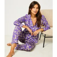 pantalon de pyjama satiné - maila - xs - violet - femme - etam