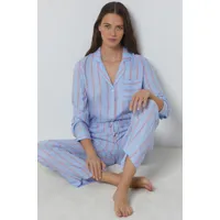chemise de pyjama rayée - soffia - l - bleu - femme - etam