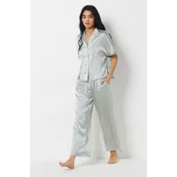 pantalon de pyjama imprimé coupe large satiné - vinia - xl - blanc - femme - etam