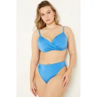 culotte bikini taille haute bas de maillot découpe - florida - 44 - bleu roi - femme - etam