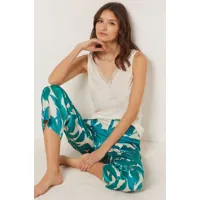 pantalon de pyjama motifs floraux 7/8ème  - luina - s - blanc - femme - etam