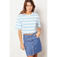 t-shirt court marinière en coton - tropic - xs - ecru - femme - etam