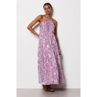 robe longue à fines bretelles pailletée - uriana - xs - violet - femme - etam