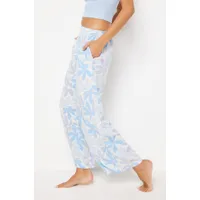 pantalon de pyjama fleuri coupe large 7/8ème - sienna - xl - bleu clair - femme - etam