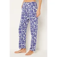pantalon de pyjama fleuri coupe large 7/8ème - helko - xs - navy - femme - etam