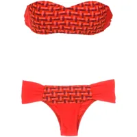 amir slama woven bandeau bikini set - rouge