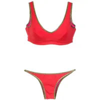 amir slama gold-tone trimming bikini set - rouge
