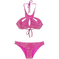 amir slama cut out details bikini set - rose