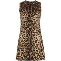 dolce & gabbana robe courte droite à motif léopard - marron