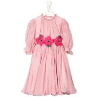 dolce & gabbana kids robe plissée à fleurs brodées - rose