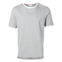 thom browne t-shirt à bordures contrastantes - gris