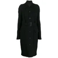 rick owens manteau à taille ceinturée - noir