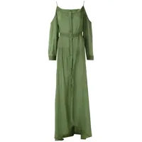 amir slama robe longue en soie - vert
