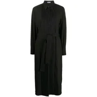 brunello cucinelli robe-chemise ceinturée à plastron plissé - noir
