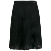 versace pre-owned jupe plissée à plaque logo - noir