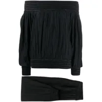 issey miyake pre-owned ensemble pantalon-top à fronces - noir