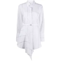 off-white robe-chemise à ourlet asymétrique - blanc